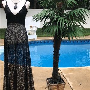 Black sequin embroidered see-through dress/gown